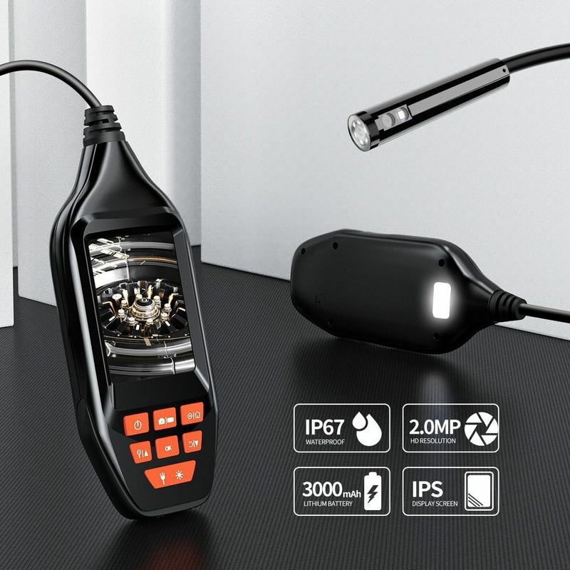 Hard Wire 5.5mm Dual Lens HD 1080P Industrial Endoscope 3-inch Screen Borescope 8+1 LED Waterproof Inspection Camera