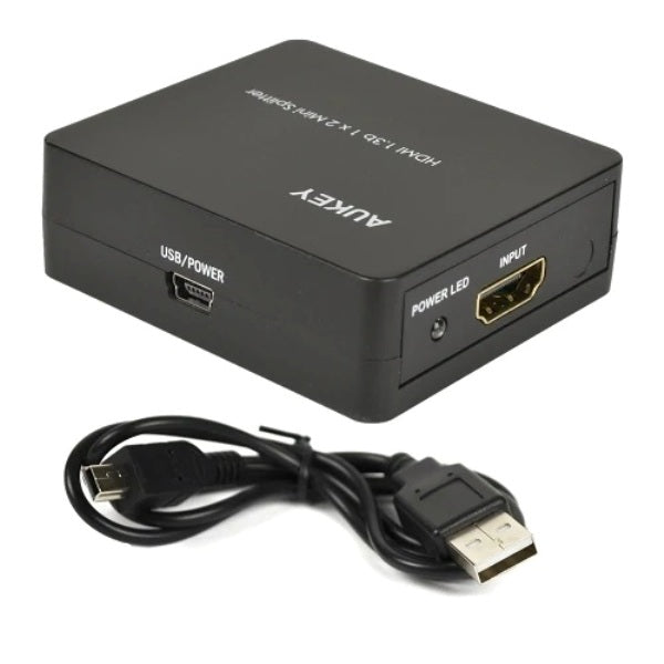 Aukey HA-H01 1x2-Port HDMI 1.3b Mini Splitter, Black