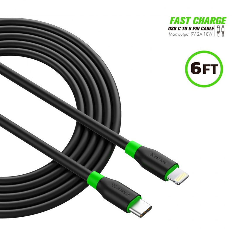 6FT PD Fast Charge USB-C To iPhone Cable Black