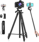 71" Camera & Phone Tripod with Remote – Lightweight & Portable