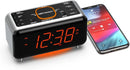 Emerson SmartSet Bluetooth Dual Alarm Clock Radio w/ 1.4” Orange LED USB Charger