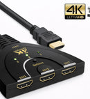 HDMI 4K 3-Port Switcher – 3 Inputs to 1 Output – Plug & Play