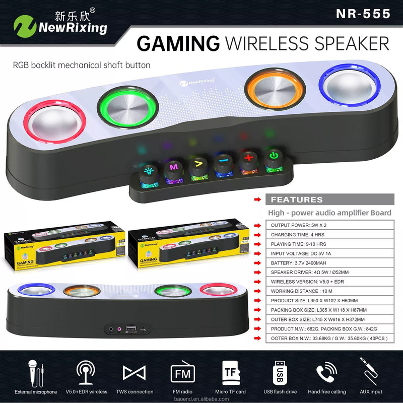 Gaming LED Lights Dazzling Color Bluetooth Speaker