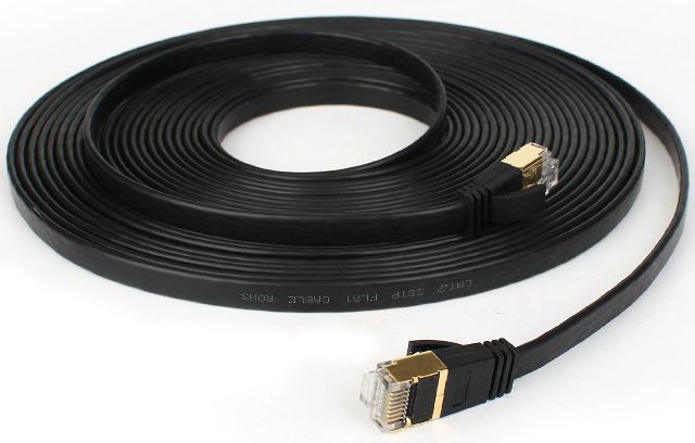 Cat 7 Ethernet Cable 25 ft High Speed Internet LAN Cord 25 ft with RJ45 Connector for Router, Modem, Gaming, Xbox （Flat, Black）