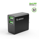 ESOULK 12W 2.4A Dual USB Wall Adapter Black