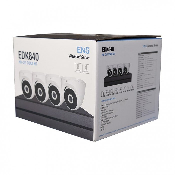 ENS EDK840 Diamond Kit 8CH DVR, 1TB HDD with 4PCS 2MP Fixed Eyeball Security Cameras