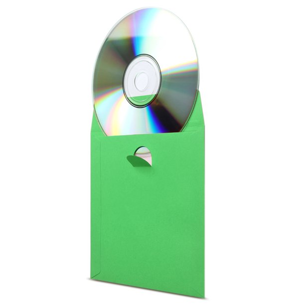 100 Pack Light Green Color CD DVD Paper Sleeve Envelopes